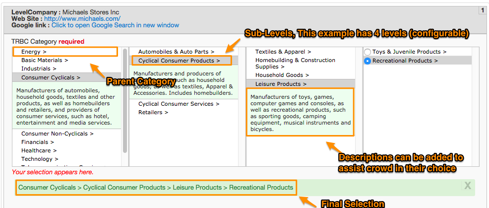 Task with Taxonomy Answer Type