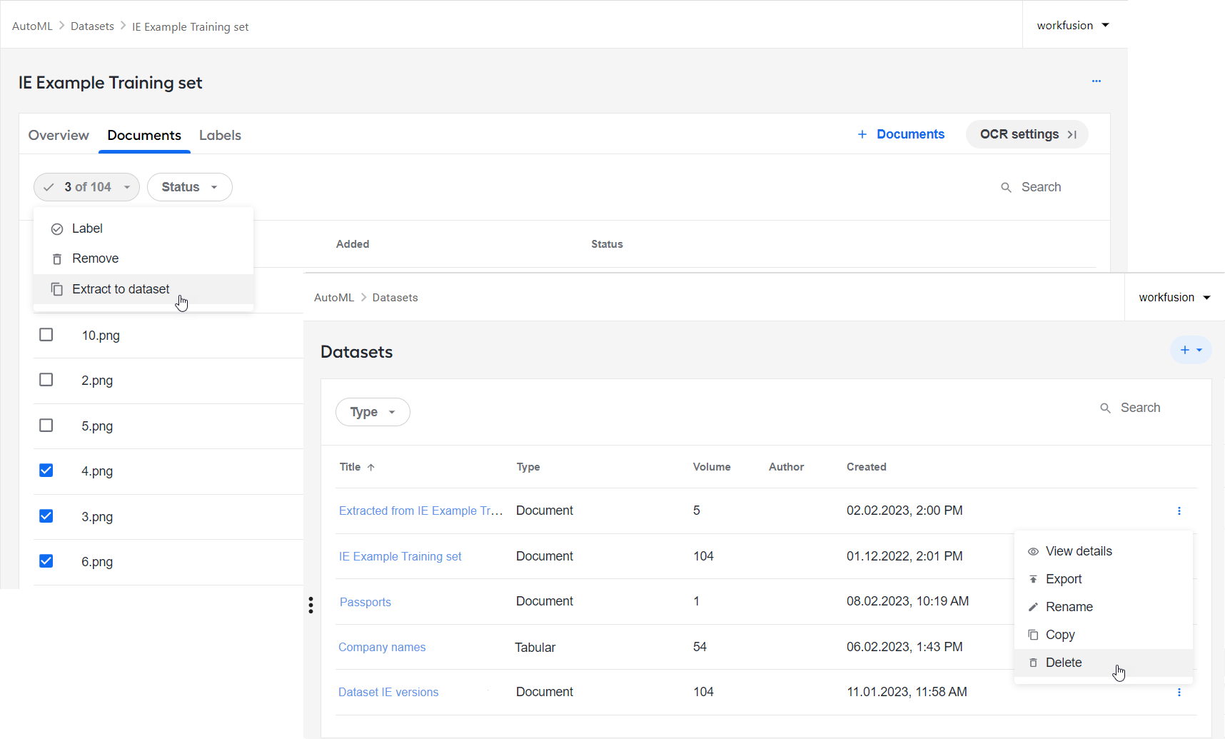Datasets