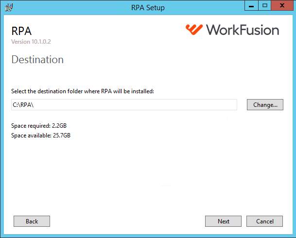 Destination folder
