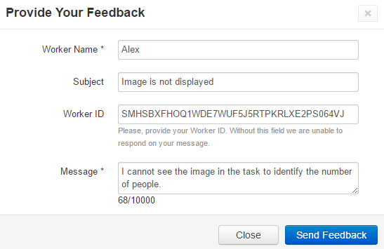 Worker Feedback on Task
