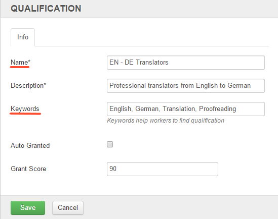 Create Qualification