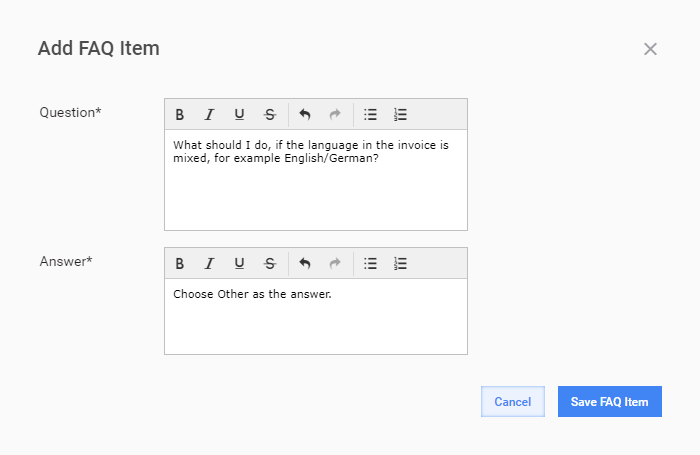 Add FAQ Popup