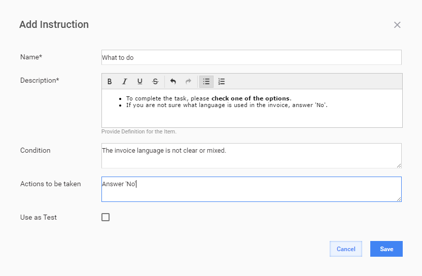 Add Instructions Popup