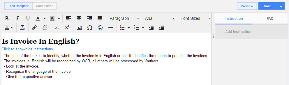 Adding Instructions and FAQs