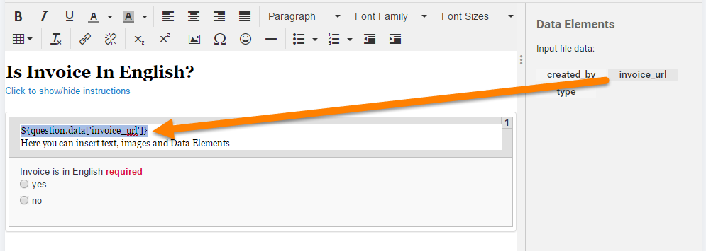 Questions and Data Elements