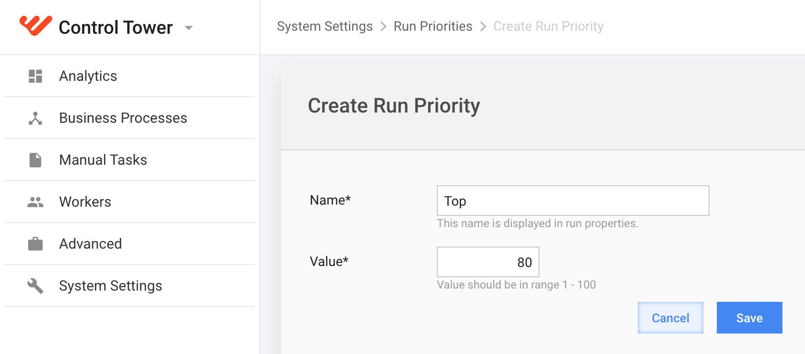 Edit Run Priority