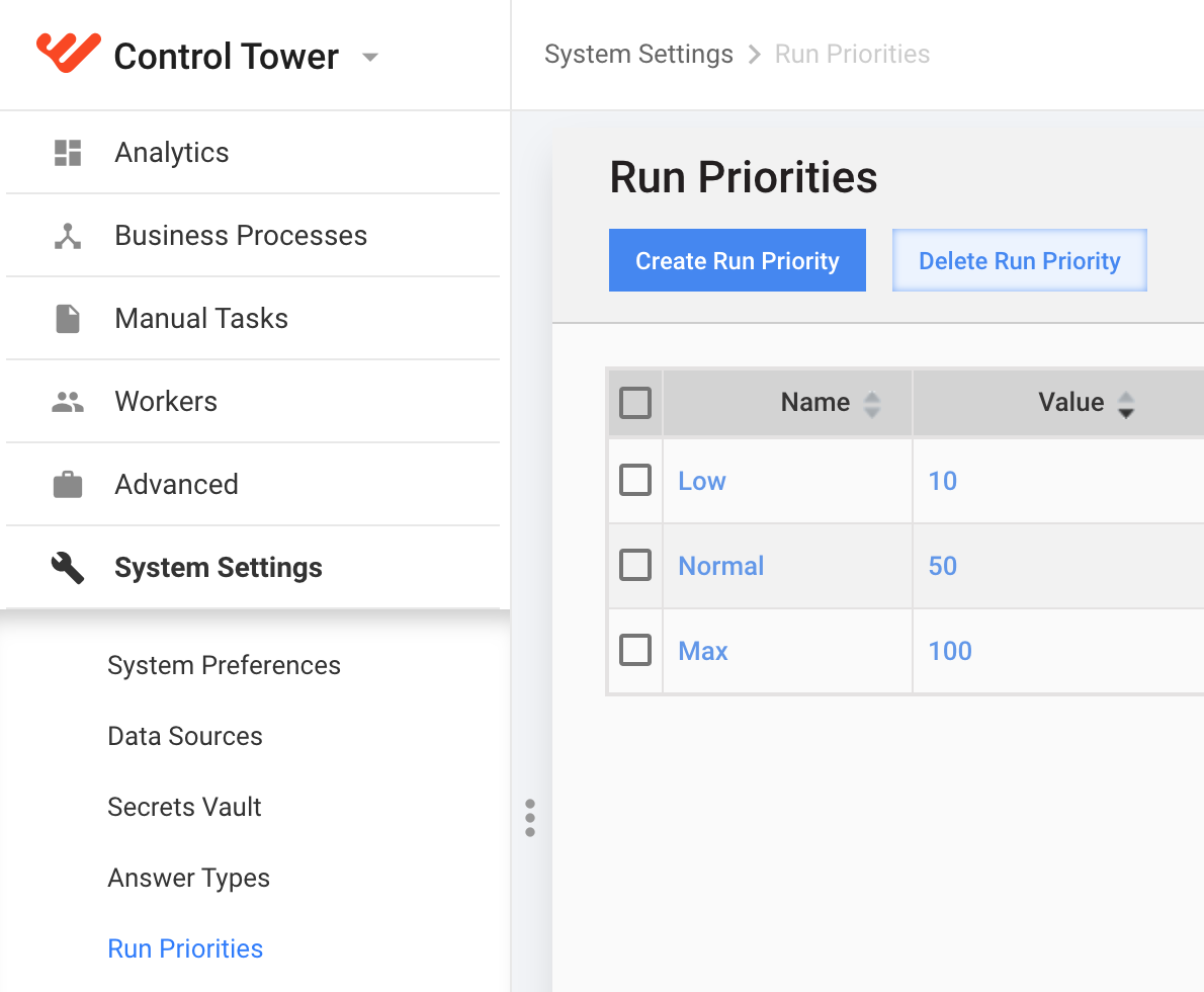 Managing Run Priorities