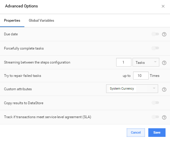 Advanced Options - Custom Attributes