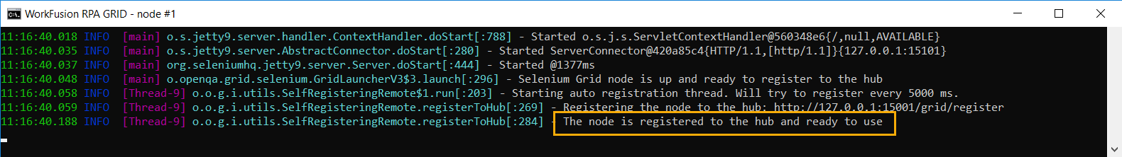 The node is ready to use