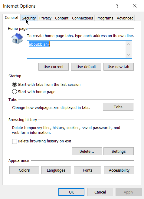 IE dialog