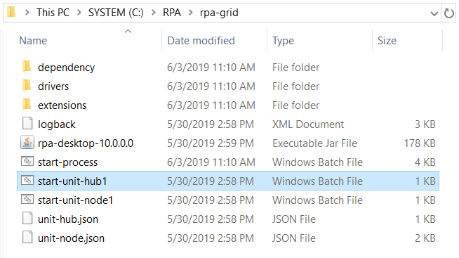 RPA grid folder