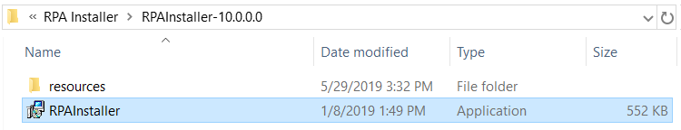 RPA installer file