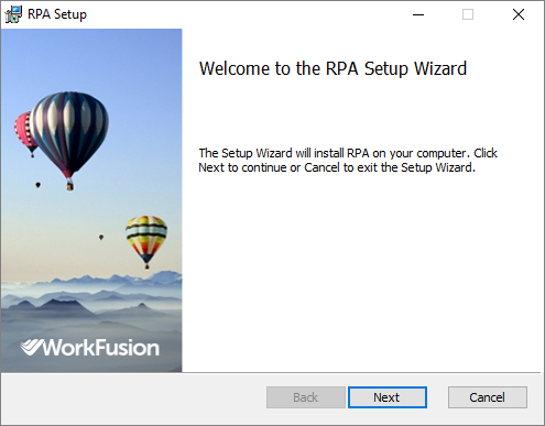 Welcome to RPA Setup Wizard