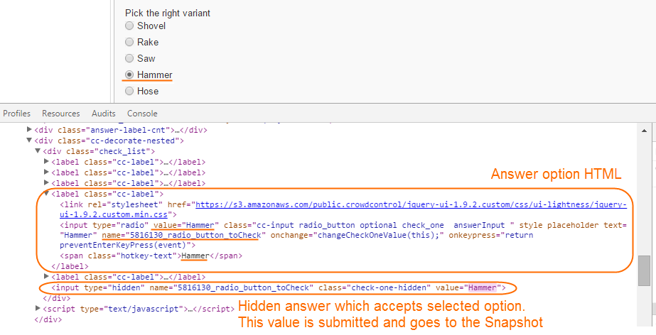 Answer HTML Code