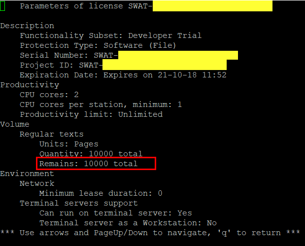 Activated license