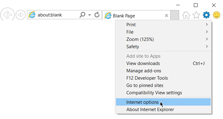 IE options