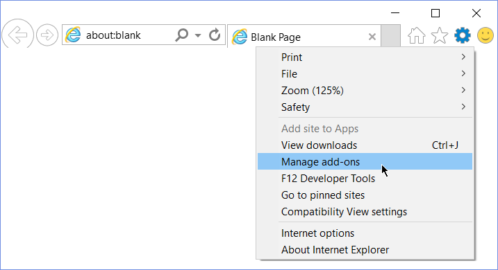 Manage add-ons option