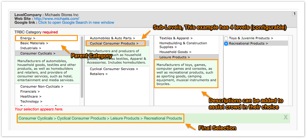 Task with Taxonomy Answer Type